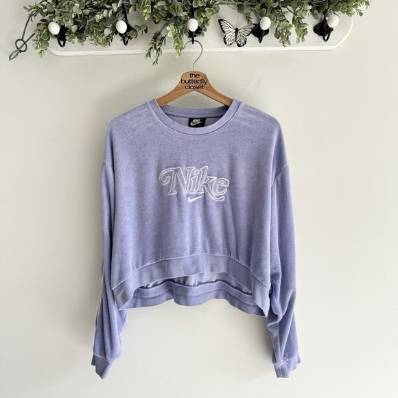 Nike Sweaters - Womens Nike Light Thistle Retro Femme Terry Cropped Sweatshirt Medium GH2037